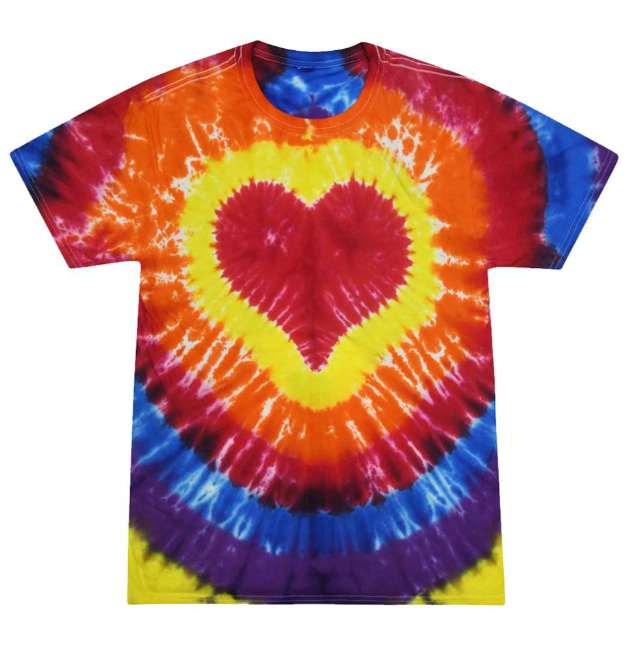 Youth Multi-Color Tie-Dye Heart Short Sleeve T-shirt