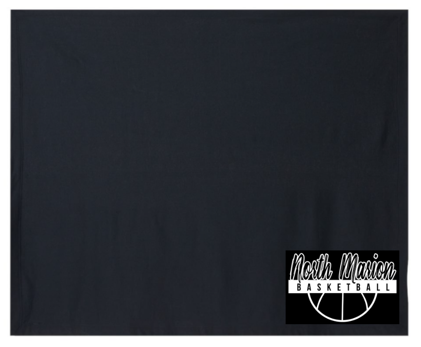 NMHS Basketball Blanket - Black with White Print