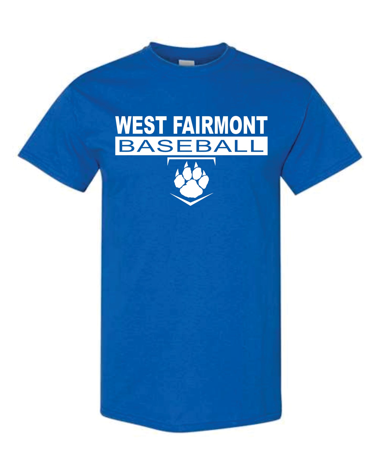 West Fairmont Baseball Royal with White Print