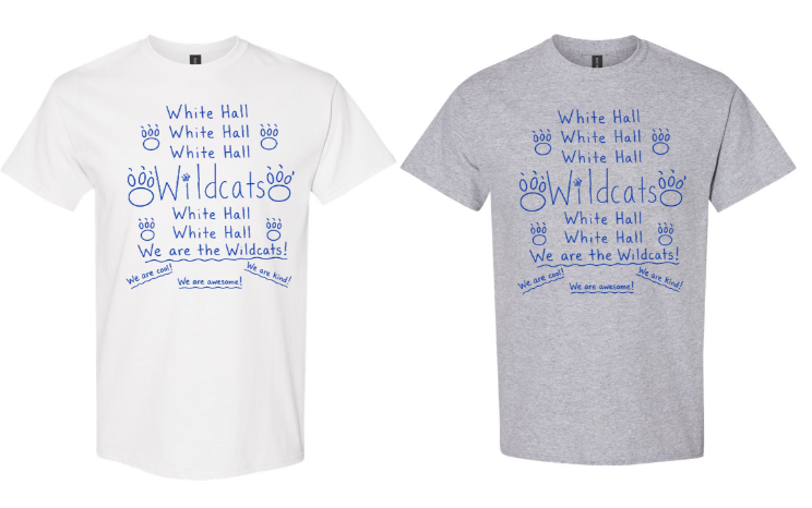 2026 White Hall Wildcats Student Design shirt Royal Design on White or Sport Grey