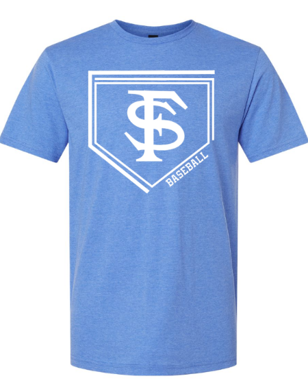 FS Baseball on Soft Style Heathered Royal Short Sleeve Tshirt