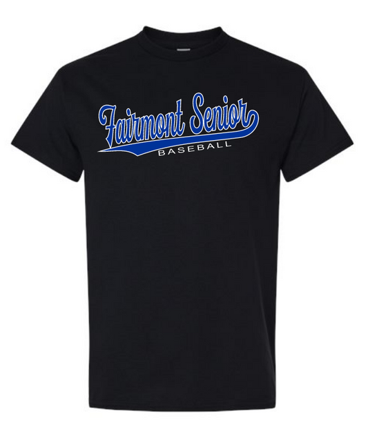 Fairmont Senior Baseball Blue/White on Black