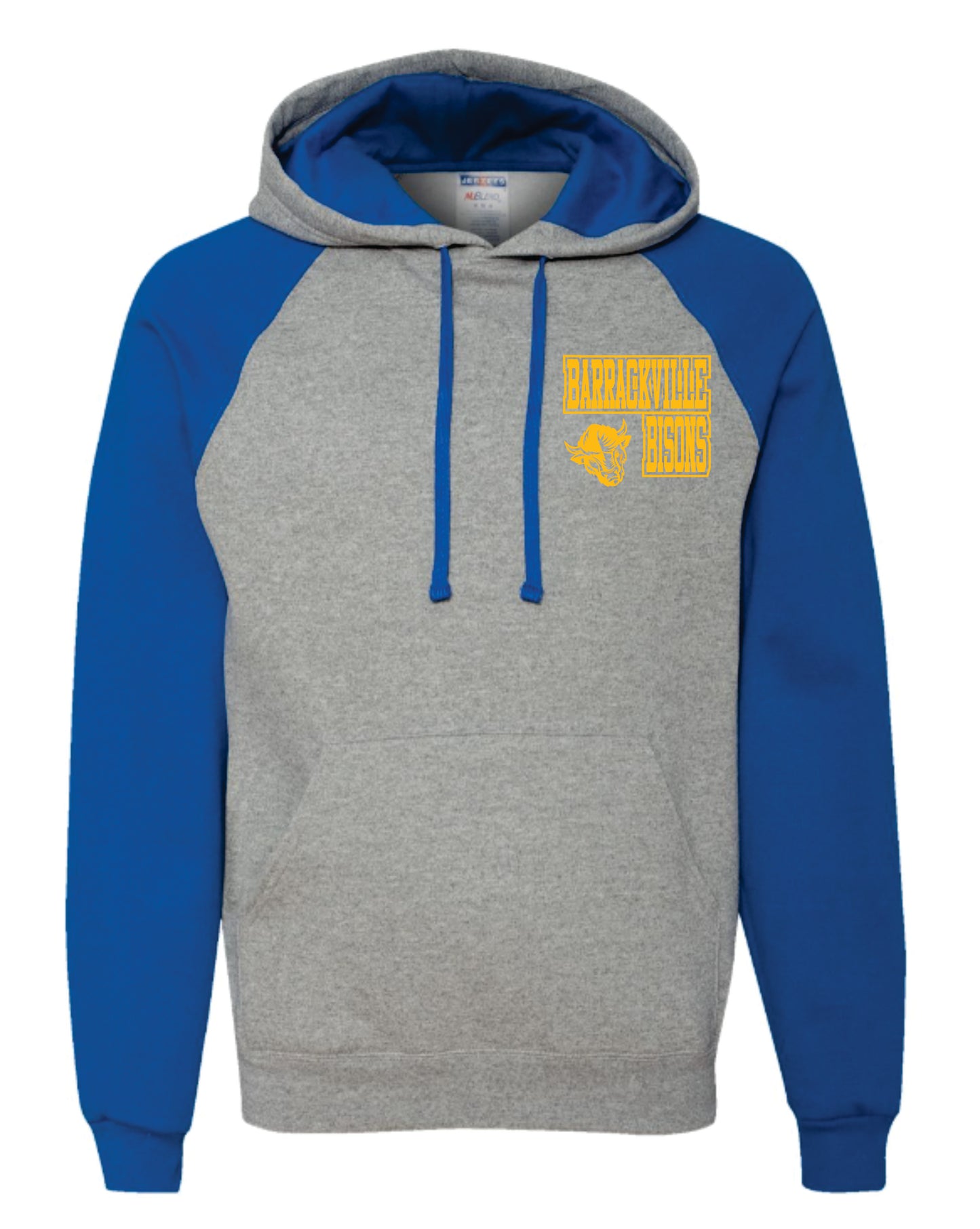 Jerzees Raglan Hooded Sweatshirt With Barrackville Bisons - Gold