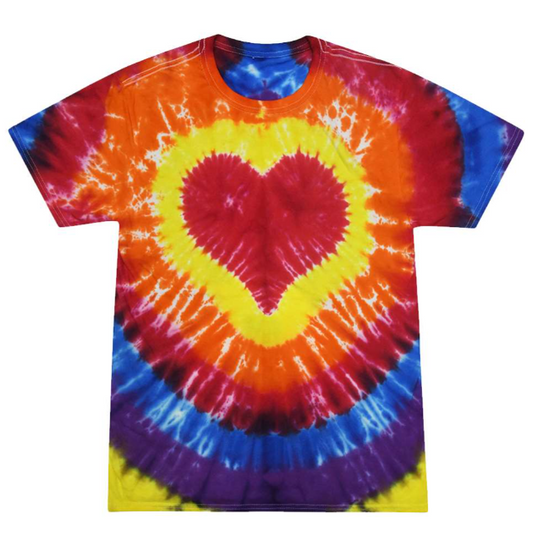 Youth Multi-Color Tie-Dye Heart Short Sleeve T-shirt