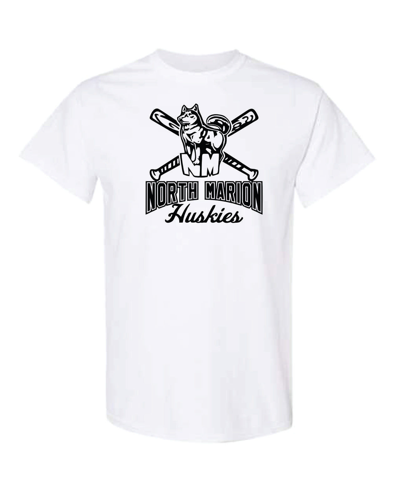North Marion Baseball White with Black Print