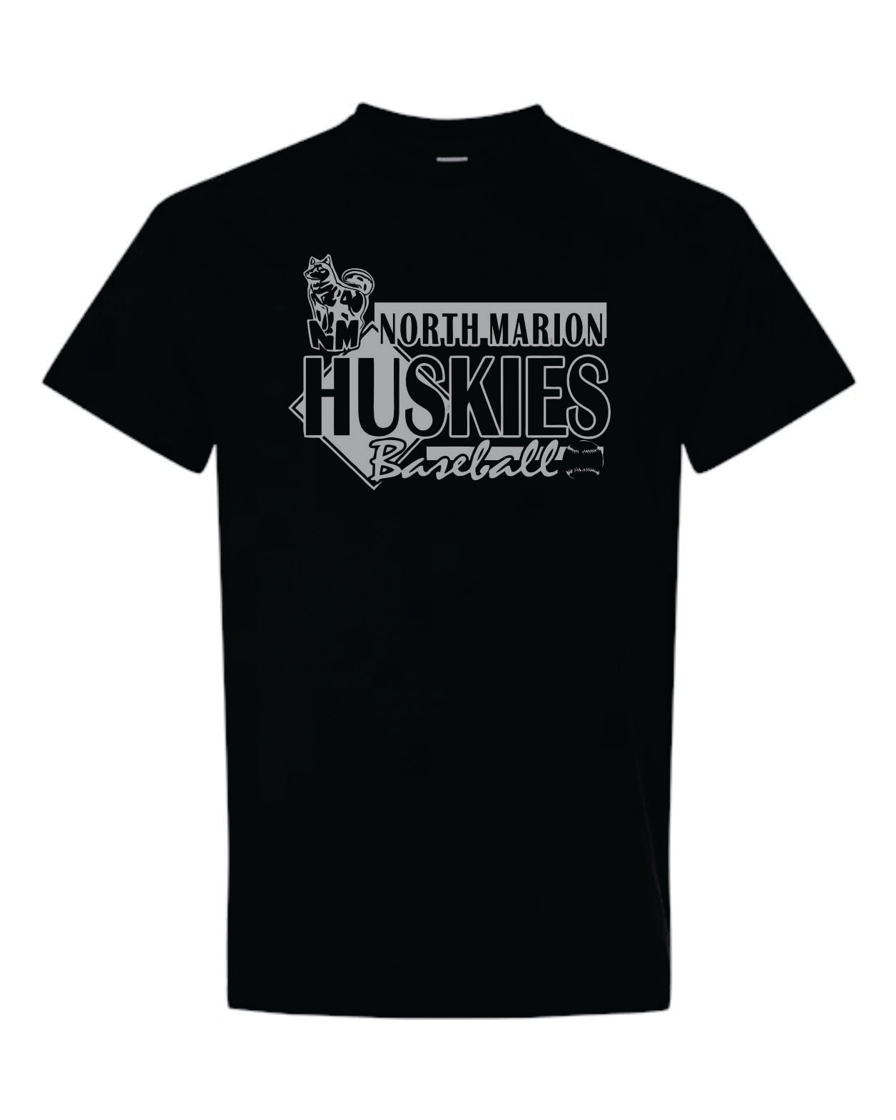 North Marion Baseball Black with Grey Print