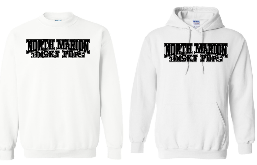 North Marion Husky Pups White with Black Print