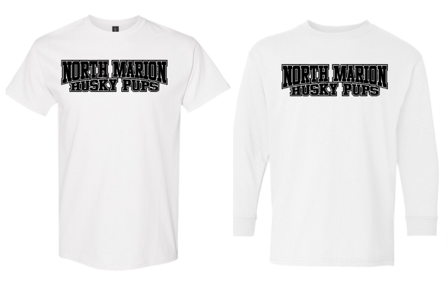 North Marion Husky Pups White with Black Print