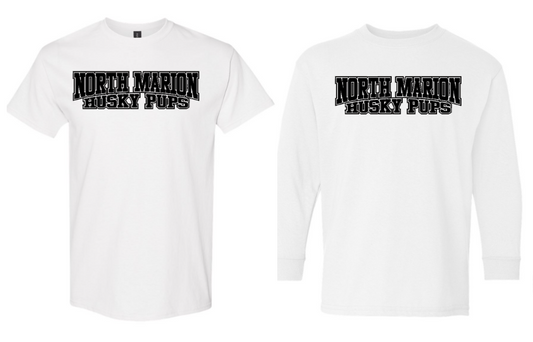 North Marion Husky Pups White with Black Print