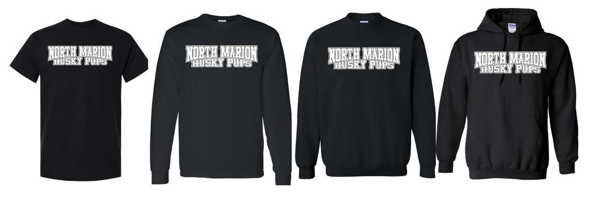 North Marion Husky Pups Black with White Print