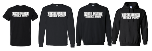 North Marion Husky Pups Black with White Print