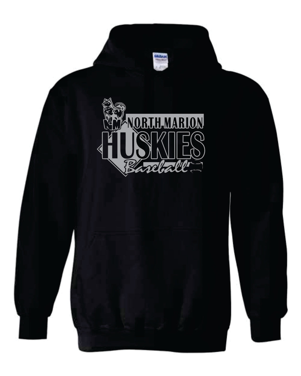 North Marion Baseball Black with Grey Print