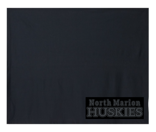 North Marion Huskies Blanket - Black with Grey Print