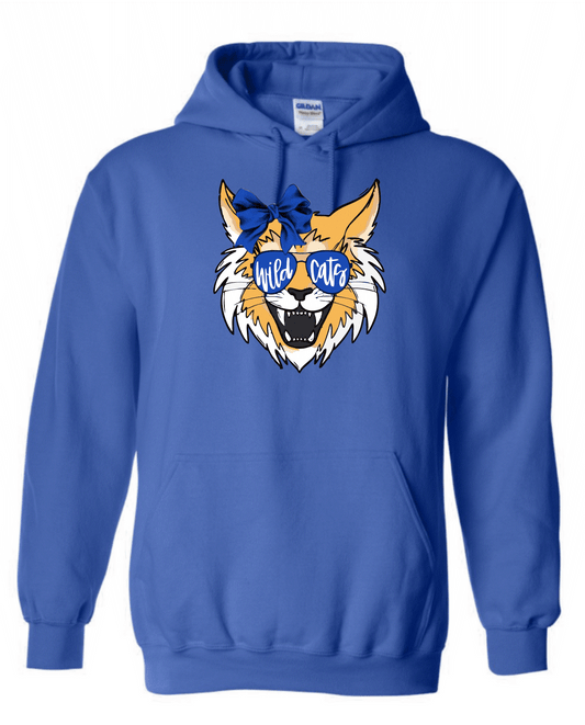 White Hall Hooded Sweatshirt Royal Wildcat Sunglasses & Bow