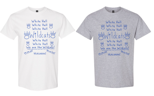 2026 White Hall Wildcats Student Design shirt Royal Design on White or Sport Grey