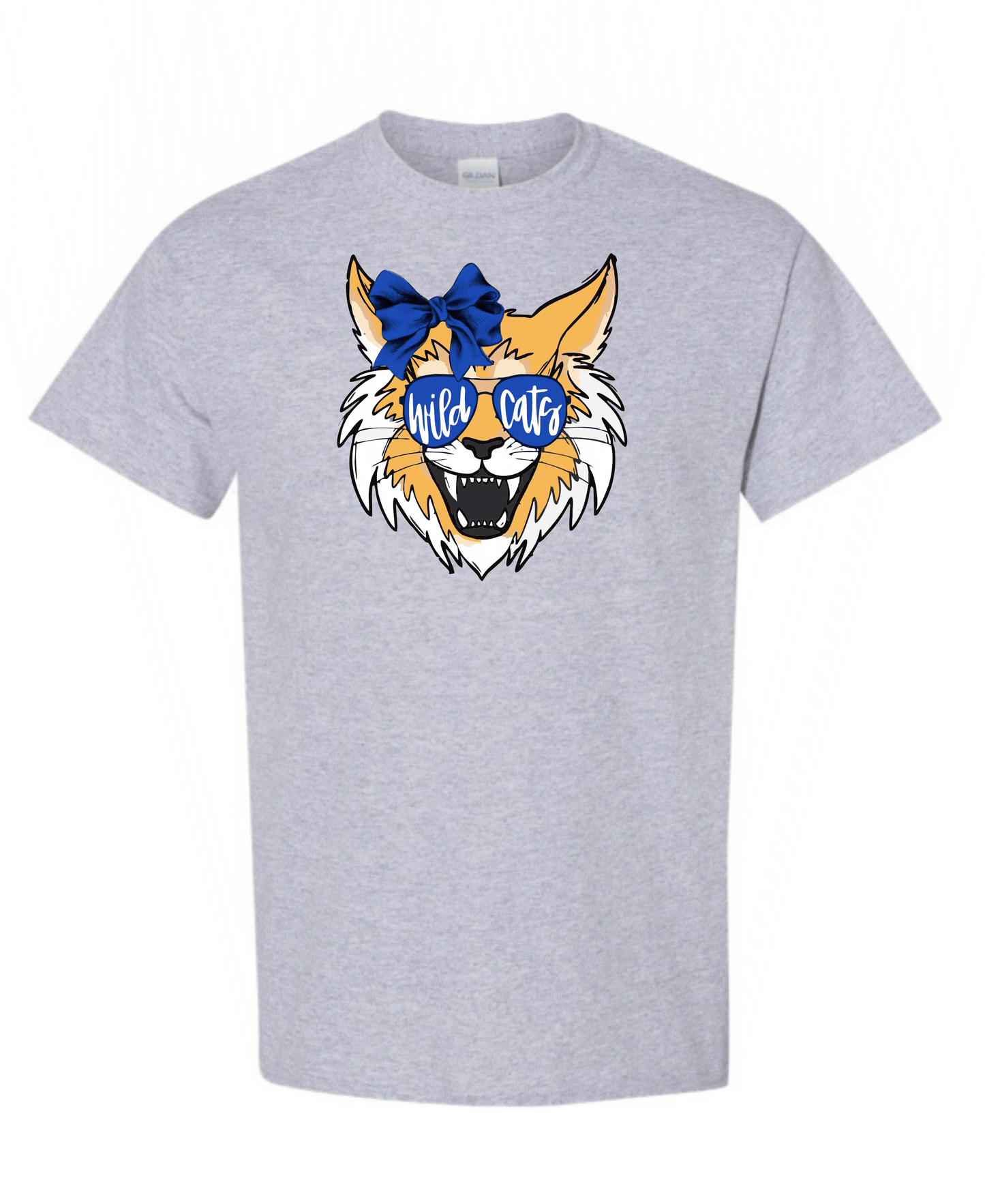 White Hall Short Sleeve T Shirt Gray Wildcat Sunglasses & Bow